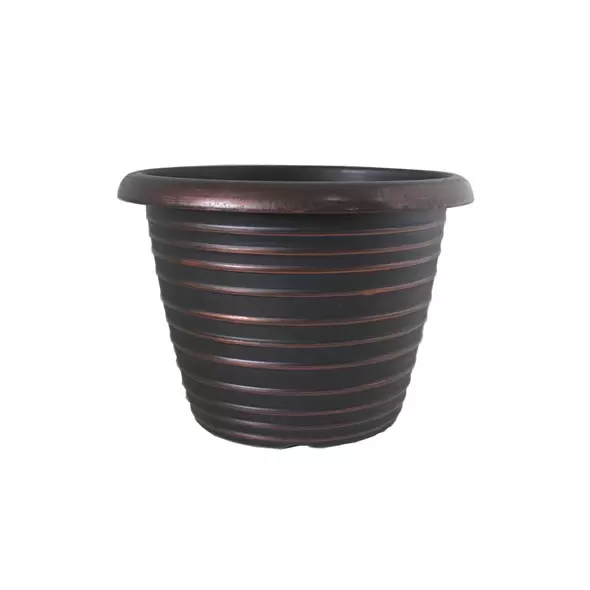 Grower Select 13.00 Stout Round Full Rings Copper Brush on Black 2.94gal 15/CS - 13.3in OD x 9.5in H x 8in BD