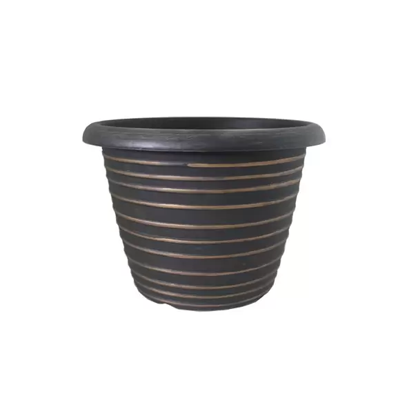 Grower Select 13.00 Stout Round Full Rings Gold Brush on Black 2.94gal 15/CS - 13.3in OD x 9.5in H x 8in BD