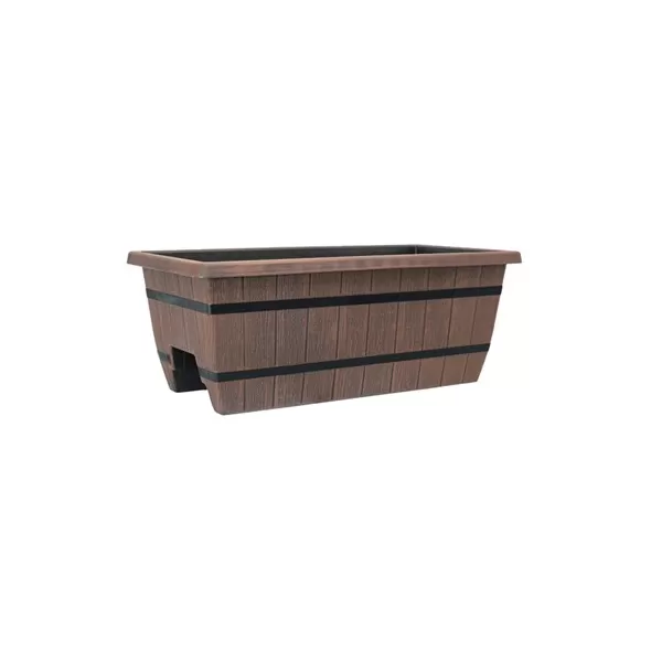 Grower Select 24.00 Cask Railing Window Box, Chestnut, 20 per Case, 23.82in L x 11.81in W x 9.06in H, 13.9 Gallon