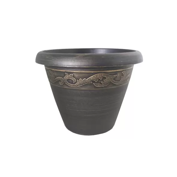 Grower Select 13.00 Naomi Planter Gold Brush on Black 2.95gal 12/CS - 13.2in OD X 10.2in H x7.12in BD
