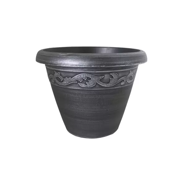 Grower Select 13.00 Naomi Planter Silver Brush on Black 2.95gal 12/CS - 13.2in OD X 10.2in H x7.12in BD