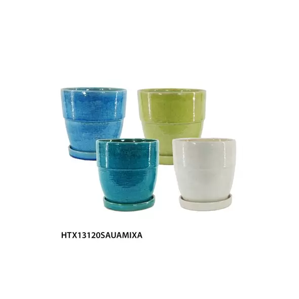 MCarr 4PC 7.5" Cache Pot Set W/Saucers