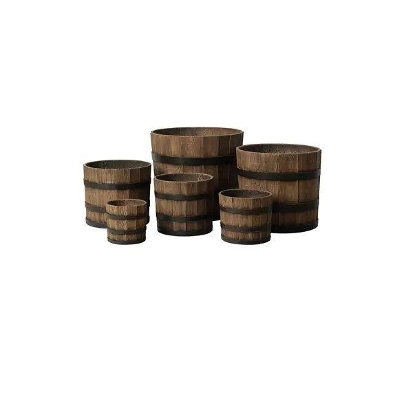 MCarr 48PC Whiskey Barrel Planter Plt Brown Oak