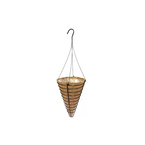 Grower Select 12.00 x 17.00 Cone Hanging Basket Black w/ Coco Liner
