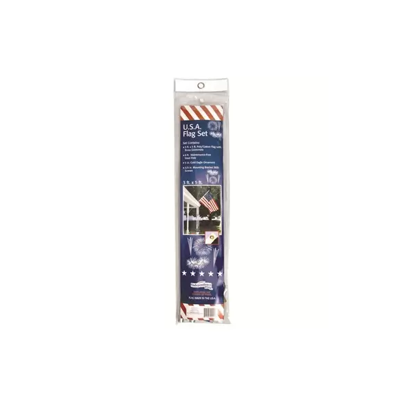 FlagZone Set 3'x5' Poly Cotton US Flag W/ 6' Pole