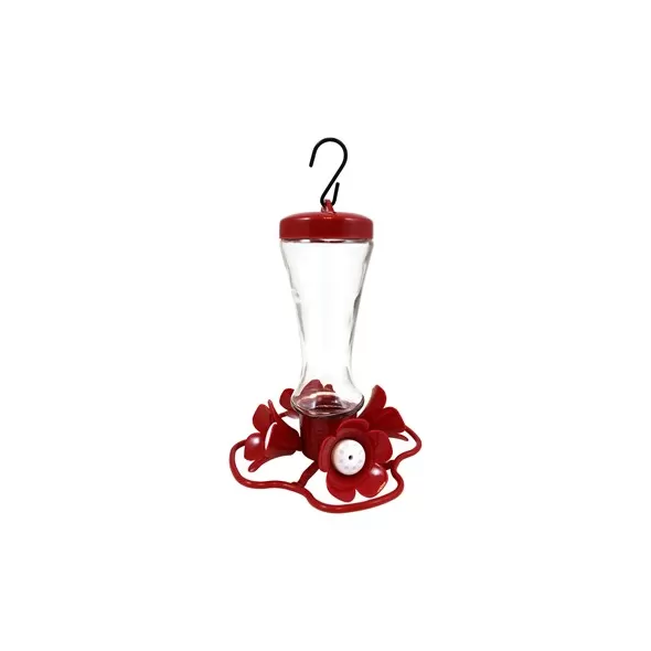 Classic 8oz Impatiens Glass Hummingbird Feeder 4 Ports
