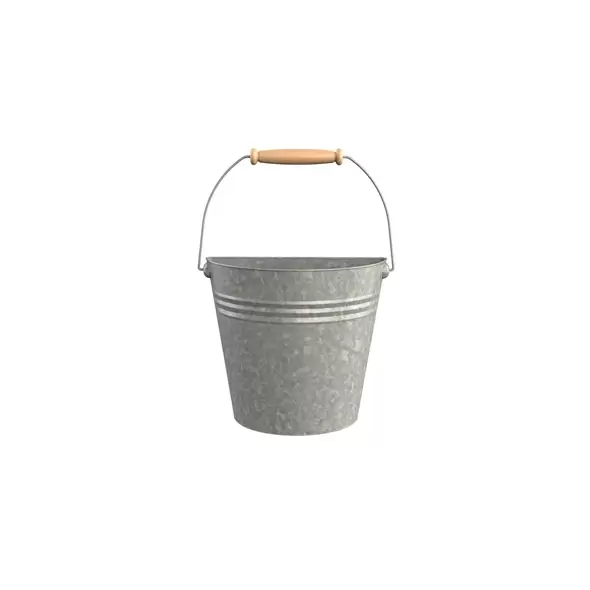 Panacea Aged Galvanized Half Rnd Wall Buckets Wood Handle