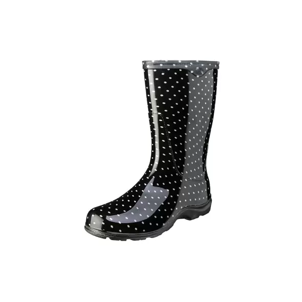 Sloggers Womens Boot Black White Polka Dot Size 6