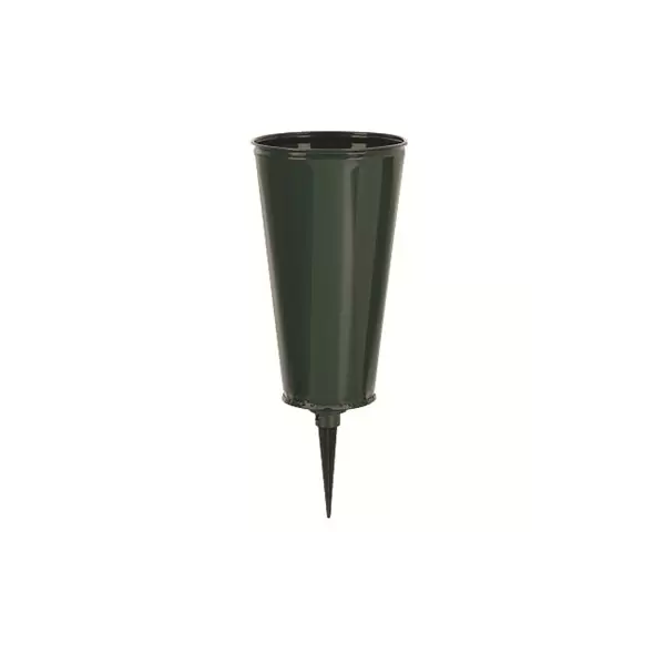 Memorial Vase 5" Green Large Flat Bottom