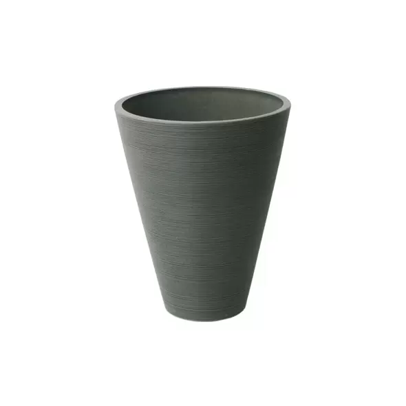 Algreen 11"x14" Round Ribbed Planter Charcoal