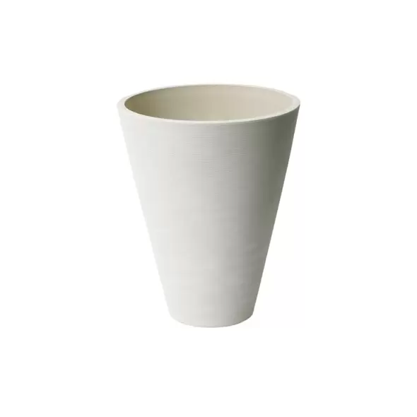 Algreen 11"x14" Round Ribbed Planter Whitesand