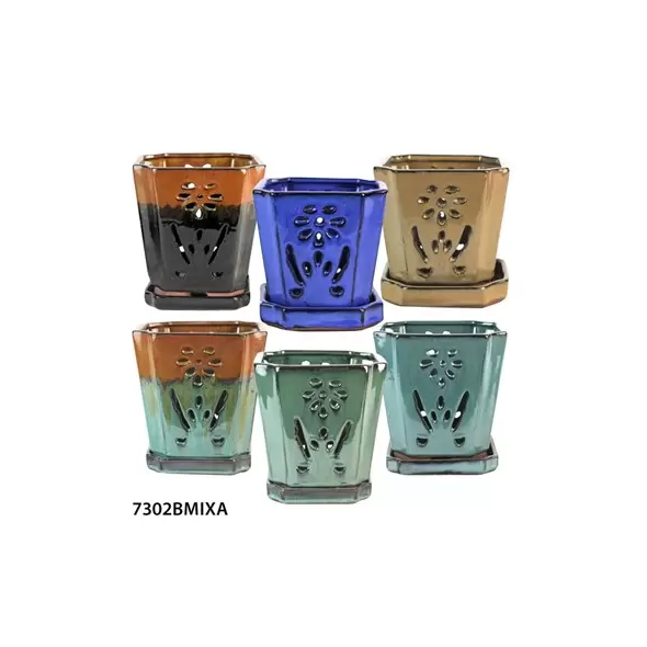 MCarr 12PC 5" Floral Orchid Pot Mixed Asst