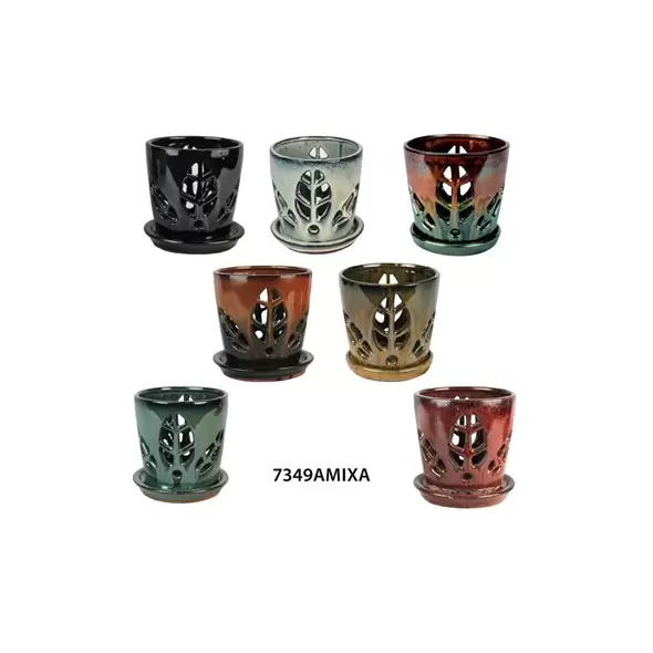 MCarr 12PC 5.5" Leaf Orchid Pot Mixed Asst