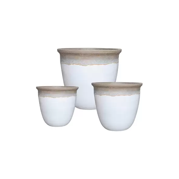 MCarr 3pc Flat Rim Planter Pallet Volcanic White