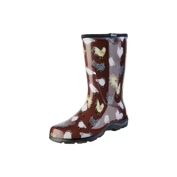 Sloggers Womens Boot w Trim Chicken Print Red Size 10