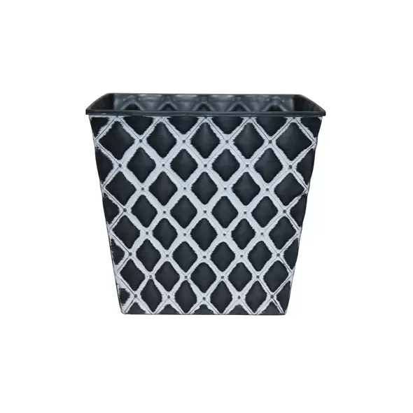 Southern Patio 7.5" Quilted Square Planter Black & White