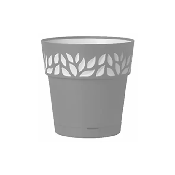 Deroma 7.9" Leaf Pot Premium Plastic Grey