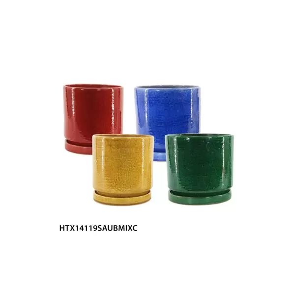 MCarr 12PC Round Cache Pot W/Saucer Set Mix Colors