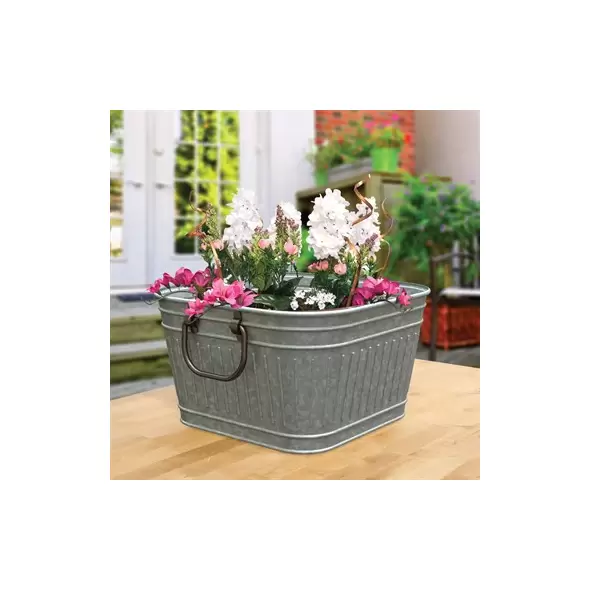 Panacea 14" Square Wash Tub Planter Galvanized