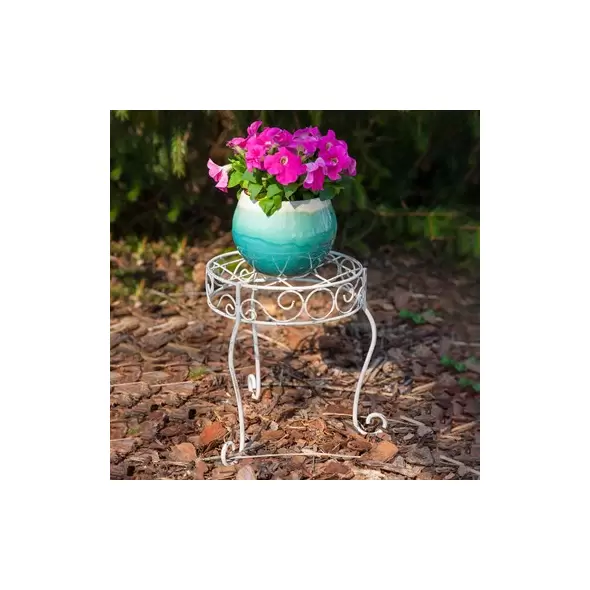 Panacea 11.5" H Plant Stand Distressed White
