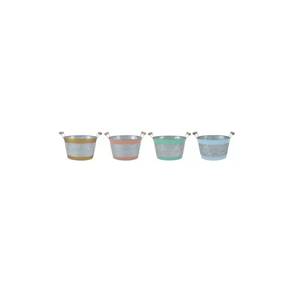 VCS 9" Galvanized Oval Planter With Pastel Stripes
